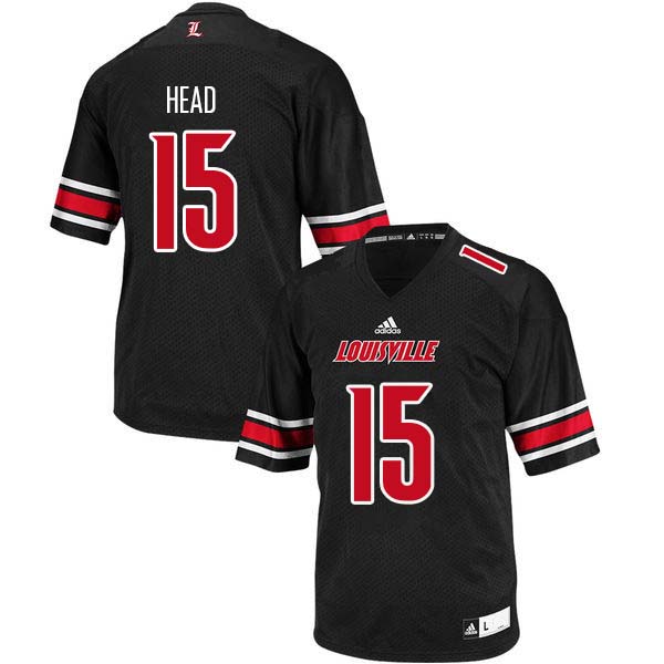 Men Louisville Cardinals #15 Quen Head College Football Jerseys Sale-Black